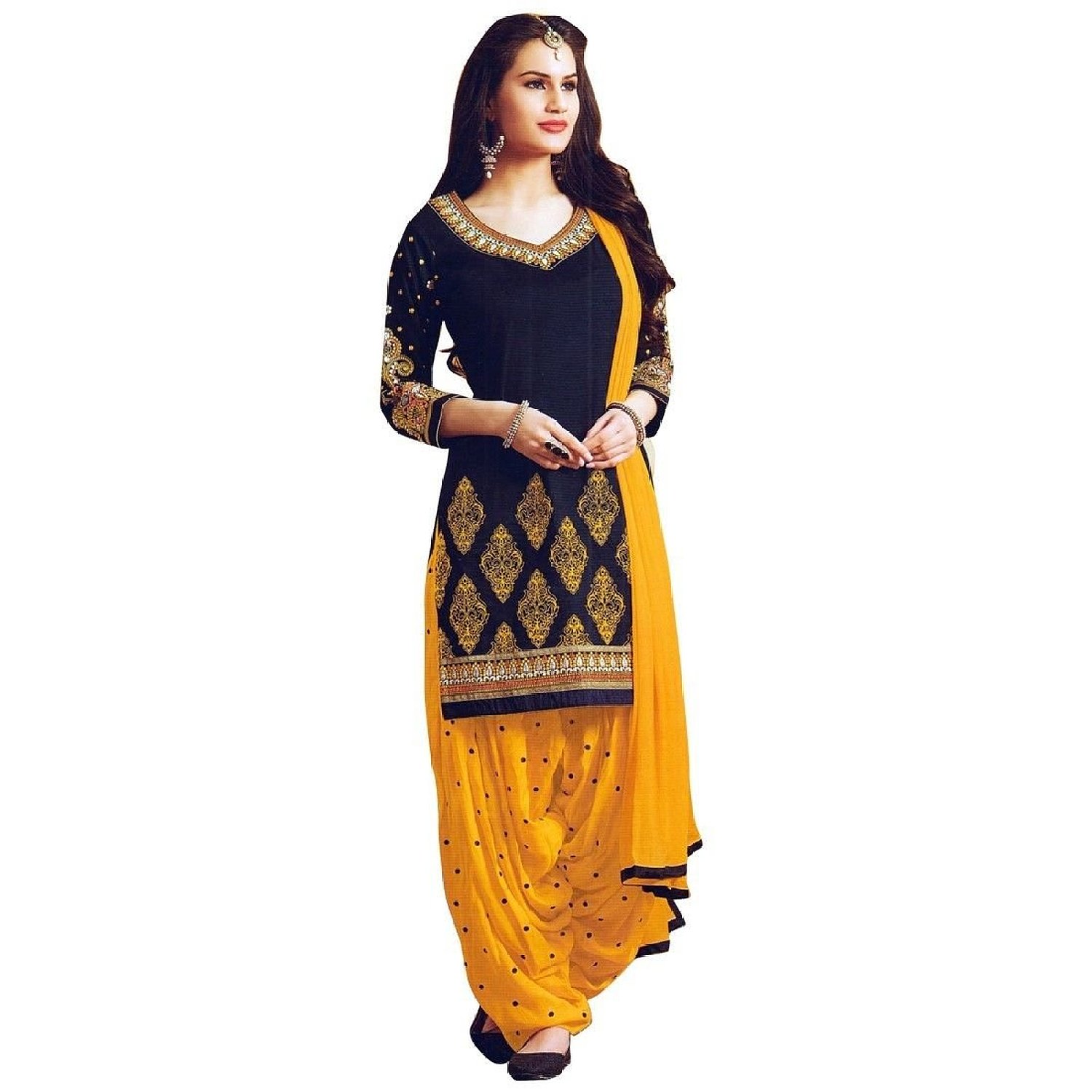Patiala Salwar Embroidered Cotton Salwar Kameez Suit